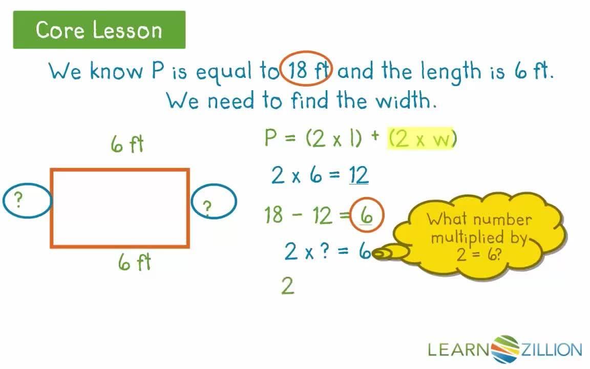 Finding Length of Unknown Sides: Area and Perimeter of Rectangles - Kidzovo
