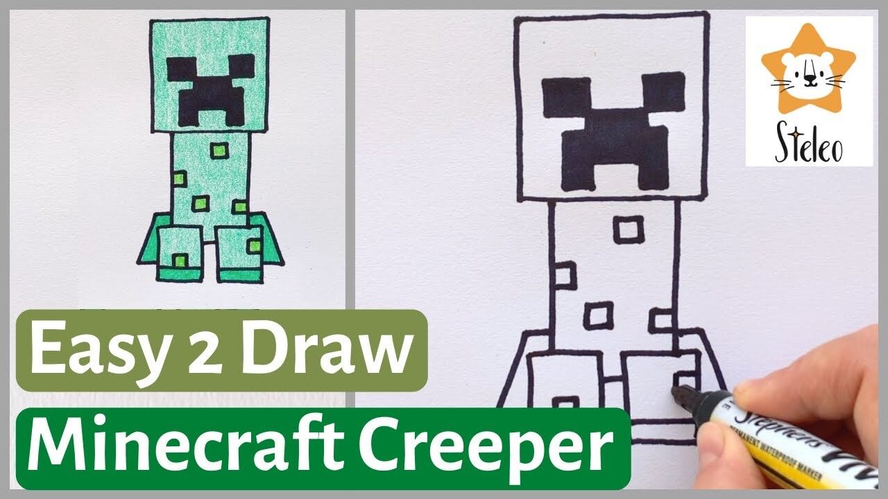 How to Draw Creeper from Minecraft - Kidzovo