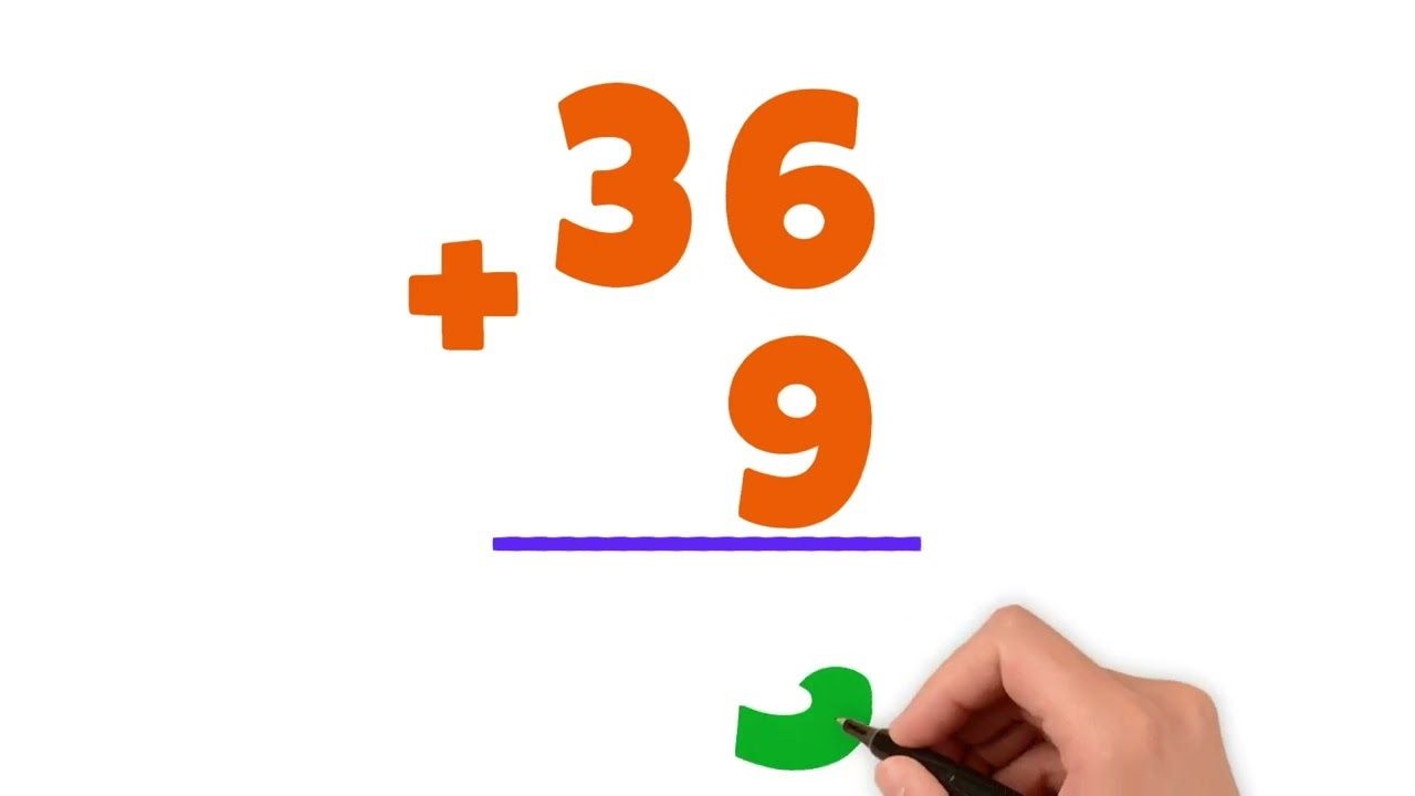 2-Digit plus 1-Digit Addition with Carry: What is 36 plus 9? - Kidzovo